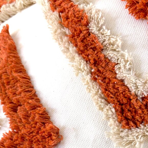 2 Sizes Burnt Orange Beige Boho Tufted Geometric Tassels Throw Pillow Cover New - Picture 9 of 9